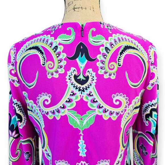 Laundry By Shelli Segal Women's Fuchsia Paisley Print Dress, Size 6 - Picture 5 of 6